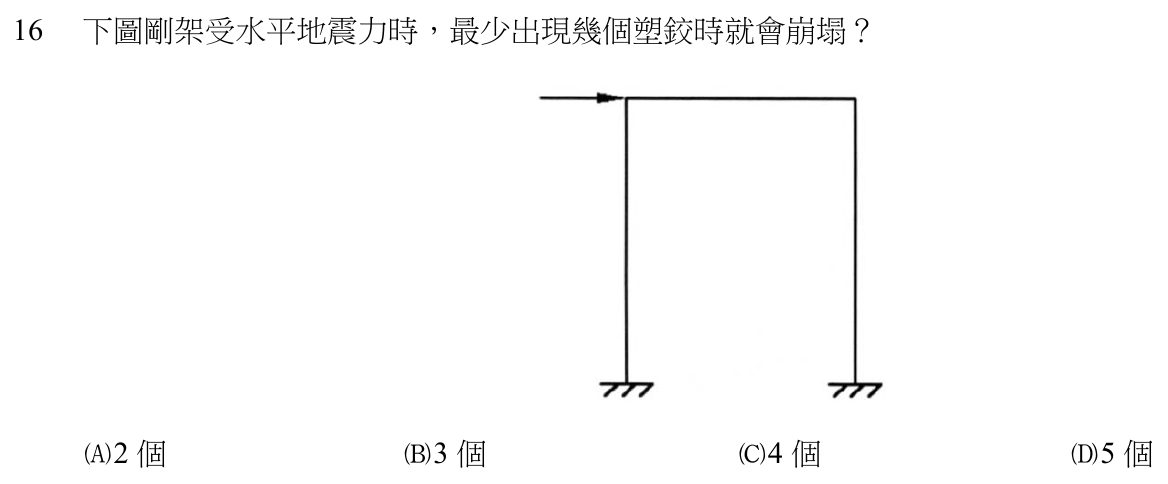 105 年建築師建築結構第 16 題附圖