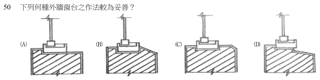 107 年建築師建築構造與施工第 50 題附圖