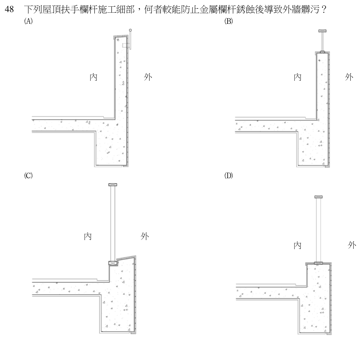 109 年建築師建築構造與施工第 48 題附圖