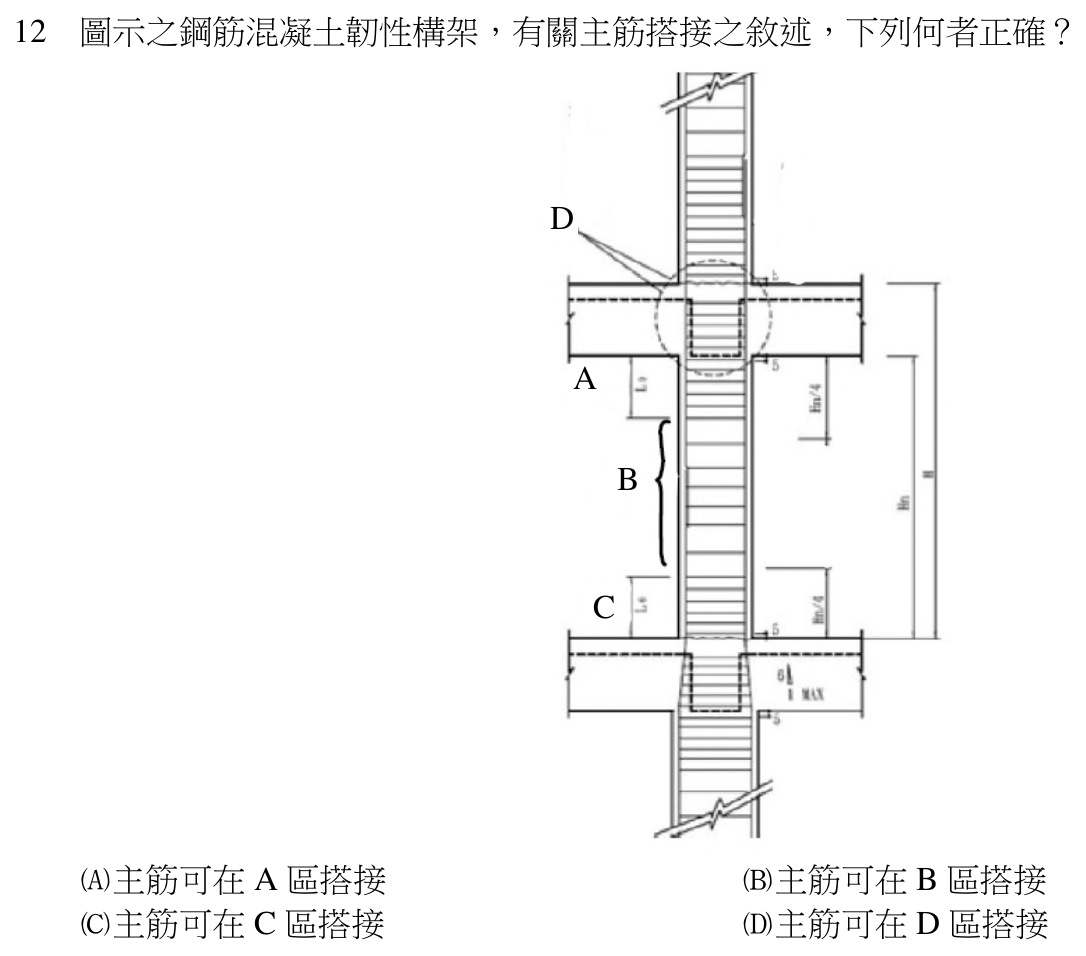110 年建築師建築結構第 12 題附圖