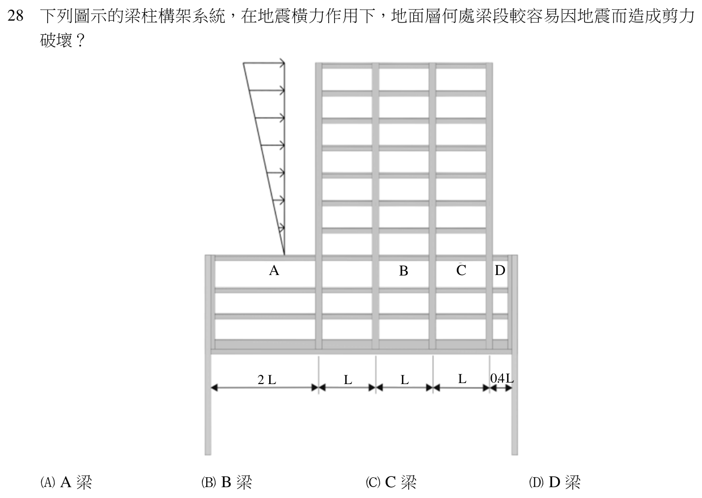 110 年建築師建築結構第 28 題附圖