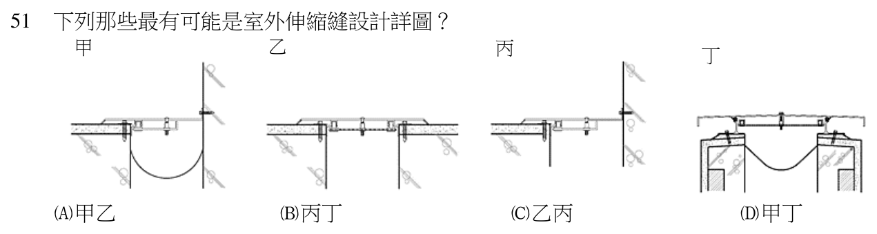 111 年建築師建築構造與施工第 51 題附圖