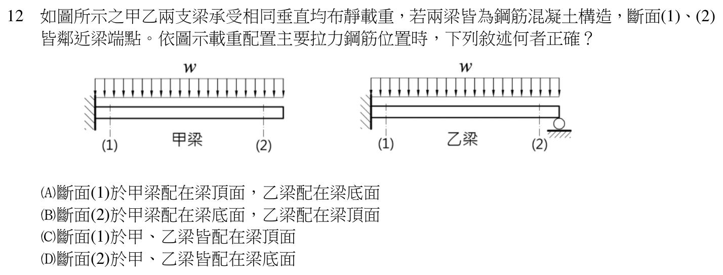 114 年建築師建築結構第 12 題附圖