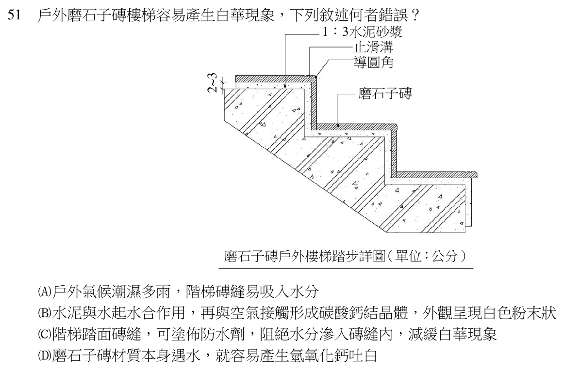 114 年建築師建築構造與施工第 51 題附圖